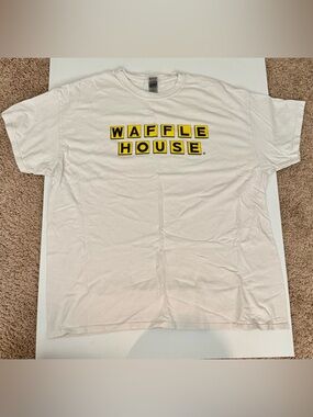 Waffle House Logo Tee in White and Yellow Adult XL